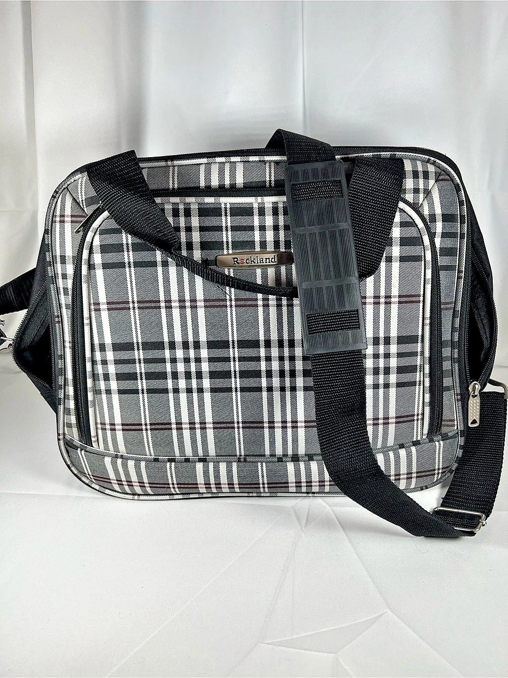 Rockland Plaid Travel Tote Bag Black Checked Carry On Weekender Flight Personal